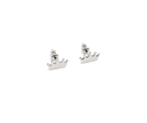 BO725E - Boucles d'Oreilles Couronne Acier Argenté – Image 2