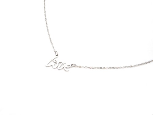 Collier-Fine-Chaine-et-Pendentif-Message-Love-Acier-Argente