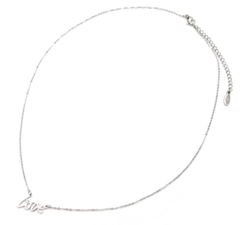 Collier-Fine-Chaine-et-Pendentif-Message-Love-Acier-Argente