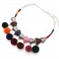 Collier-Plastron-Pieces-Metal-Vieilli-Argente-avec-Fils-et-Pompons-Boule-Multicolore