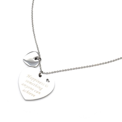 Collier-Fine-Chaine-et-Pendentif-Coeur-Message-Happiness-Acier-Argente