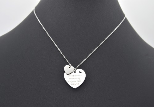 Collier-Fine-Chaine-et-Pendentif-Coeur-Message-Happiness-Acier-Argente