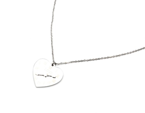 Collier-Fine-Chaine-Pendentif-Coeur-Love-Horloge-Chiffres-Romains-Acier-316L-Argente