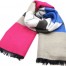 Grosse-Echarpe-Longue-Automne-Hiver-Style-Plaid-Bandes-Couleurs-Fuchsia-Gris-avec-Franges