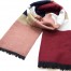 Grosse-Echarpe-Longue-Automne-Hiver-Style-Plaid-Bandes-Couleurs-Rose-Bordeaux-avec-Franges