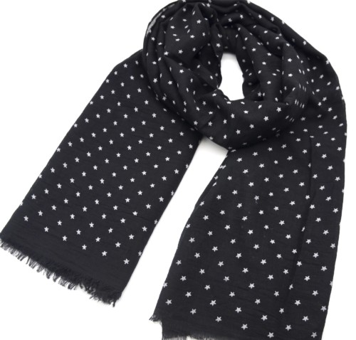 Foulard-Long-Automne-Hiver-Uni-avec-Motif-Mini-Etoiles