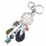 Porte-Cles-Bijou-de-Sac-Fleur-Rosace-Metal-avec-Charms-et-Plume-Ethnique