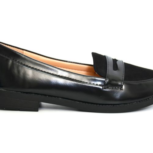 Mocassins-Simili-Cuir-Uni-avec-Bande-Ouverte-et-Tissu-Effet-Daim-a-lAvant