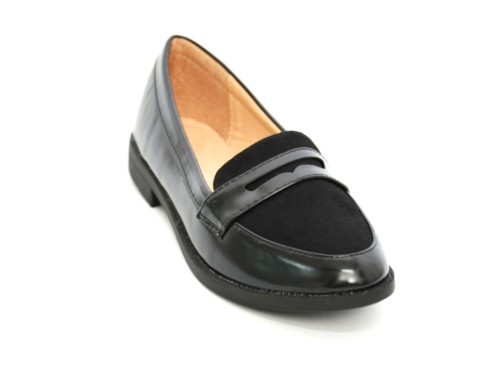 Mocassins-Simili-Cuir-Uni-avec-Bande-Ouverte-et-Tissu-Effet-Daim-a-lAvant