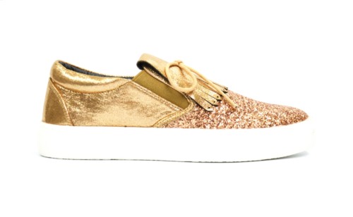 Baskets-Tennis-Sneakers-Slip-On-Paillettes-Tissu-Brillant-Languette-Franges-Ethnique