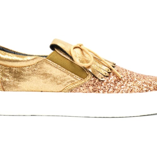 Baskets-Tennis-Sneakers-Slip-On-Paillettes-Tissu-Brillant-Languette-Franges-Ethnique