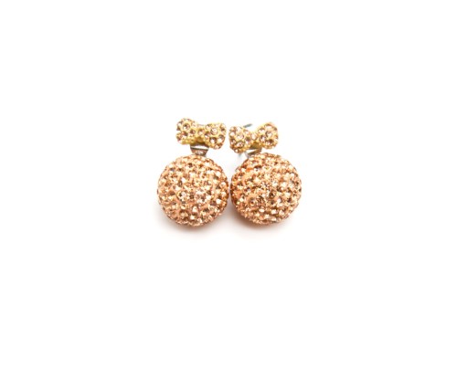 Boucles-dOreilles-Petit-Noeud-Papillon-et-Boule-Strass-Champagne