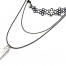 Collier-Choker-Ras-du-Cou-Fleurs-Tissu-Ajoure-Noir-avec-Perles-et-Chaine-Cordon-Pendentif-Plume-Metal-Argente