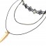 Collier-Choker-Ras-du-Cou-Fleurs-Tissu-Ajoure-Noir-avec-Perles-et-Chaine-Cordon-Pendentif-Plume-Metal-Dore