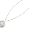 Sautoir-Collier-Pendentif-Cercle-Rosace-Metal-Argente-Contour-Strass-et-Cristaux