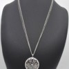 Sautoir-Collier-Pendentif-Cercle-Rosace-Metal-Argente-Contour-Strass-et-Cristaux