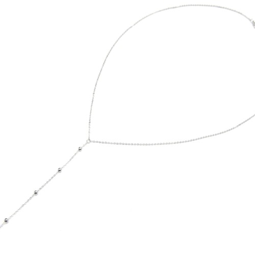 Sautoir-Collier-Fine-Chaine-Y-Pendentif-Billes-et-Medaille-Metal-Argente
