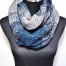 Echarpe-Snood-Tube-Tour-de-Cou-Automne-Hiver-Bicolore-Bleu-Gris-avec-Fils-Brillants-Argente