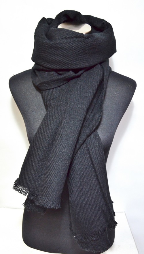 Echarpe-Longue-Automne-Hiver-Simple-Uni-Noir