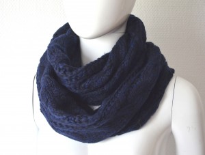 Echarpe Snood Tube Tour de Cou Automne Hiver Maille Style Pull Tricot – Mode Femme (Bleu Marine)