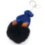 Porte-Cles-Bijou-de-Sac-Ourson-XXL-Tissu-Brillant-Bleu-et-Pompon-Noir