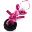 Porte-Cles-Bijou-de-Sac-Lapin-XXL-Velours-Rose-avec-Pompon-Fourrure-Synthetique-Noir