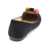 Ballerines-Slippers-Mocassins-Effet-Daim-Uni-Noir-avec-Contour-Vernis-et-Pompons-Boule-Multicolore