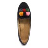 Ballerines-Slippers-Mocassins-Effet-Daim-Uni-Noir-avec-Contour-Vernis-et-Pompons-Boule-Multicolore
