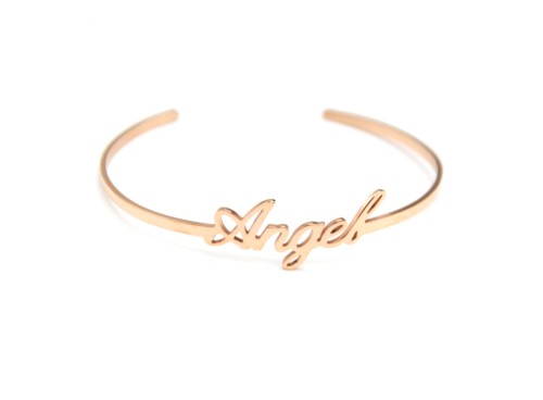 Bracelet-Jonc-Fin-Ouvert-avec-Message-Angel-Acier-Or-Rose