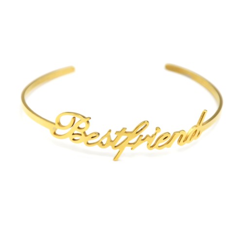 Bracelet-Jonc-Fin-Ouvert-avec-Message-Bestfriend-Acier-Dore