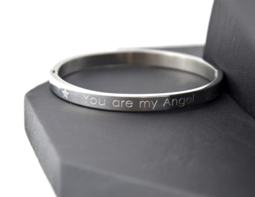 Bracelet-Jonc-Moyen-Acier-Argente-avec-Message-You-are-my-Angel