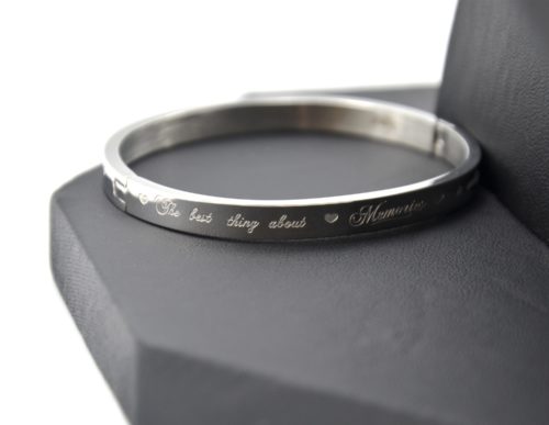 Bracelet-Jonc-Moyen-Acier-Argente-avec-Message-The-best-thing-about-Memories-is-making-them