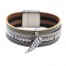 Bracelet-Manchette-Multi-Rangs-Cuir-Chaines-Noir-avec-Message-et-Charm-Aile-dAnge-Metal