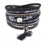 Bracelet-Double-Tour-Multi-Rangs-Tresse-Strass-Ecailles-Noir-avec-Charms-Bouddha-Pierre-Pompon