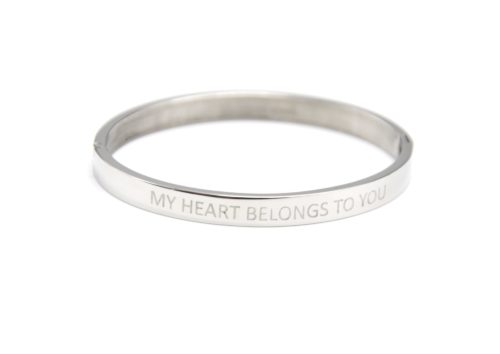 Bracelet-Jonc-Moyen-Acier-Argente-avec-Message-My-Heart-Belongs-To-You