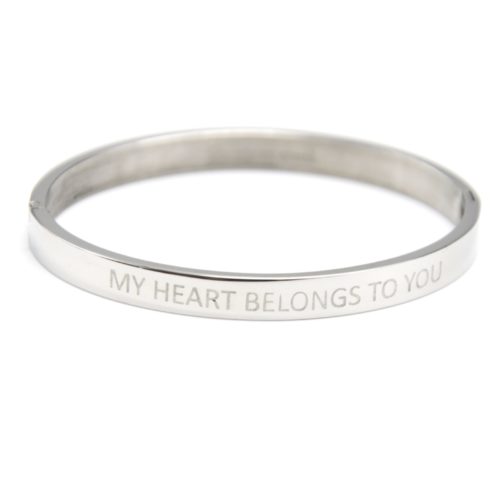 Bracelet-Jonc-Moyen-Acier-Argente-avec-Message-My-Heart-Belongs-To-You