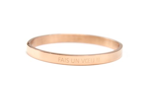 Bracelet-Jonc-Moyen-Acier-Or-Rose-avec-Message-Fais-Un-Voeu