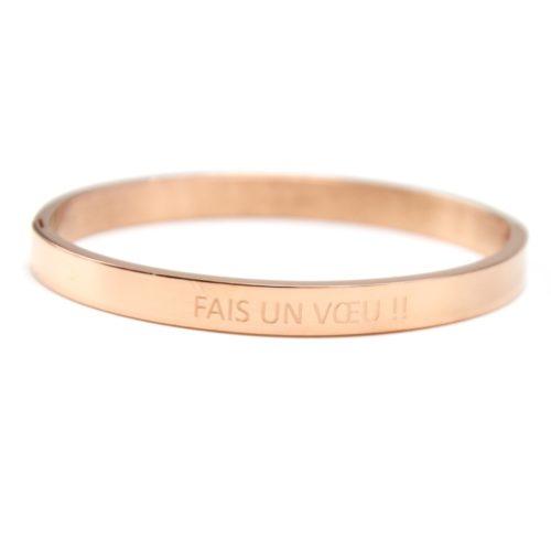 Bracelet-Jonc-Moyen-Acier-Or-Rose-avec-Message-Fais-Un-Voeu