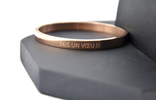 Bracelet-Jonc-Moyen-Acier-Or-Rose-avec-Message-Fais-Un-Voeu