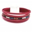 Bracelet-Manchette-Multi-Rangs-Simili-Cuir-Bordeaux-avec-Chaines-et-Clous-Multicolore