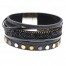 Bracelet-Manchette-Multi-Rangs-Simili-Cuir-Noir-avec-Perles-Rocaille-et-Gros-Clous-Tricolore