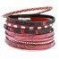 Bracelet-Manchette-Multi-Rangs-Simili-Cuir-Motif-Paisley-Bordeaux-avec-Pierres-Clous-et-Tresse