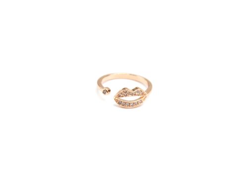 Bague-Phalange-Ouverte-Bouche-Levres-Metal-Or-Rose-et-Pierres-Zirconium