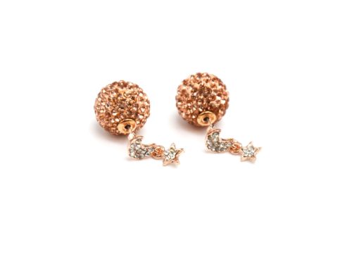 Boucles-dOreilles-Double-Lune-Etoile-Metal-Or-Rose-et-Boule-Strass-Beige-Rose