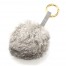 Porte-Cles-Bijou-de-Sac-Pompon-Boule-Fourrure-Synthetique-Gris-Chine-avec-Laniere-Simili-Cuir