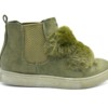 Baskets-Montantes-Sneakers-Effet-Daim-Uni-avec-Bandes-Fourrure-et-Tissu-Elastique-Kaki