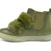 Baskets-Montantes-Sneakers-Effet-Daim-Uni-avec-Bandes-Fourrure-et-Tissu-Elastique-Kaki