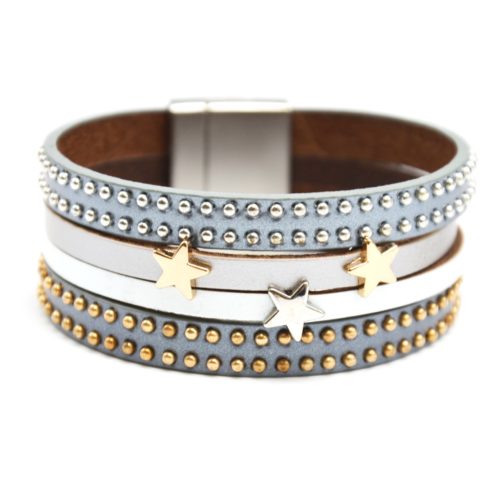 BC2668F - Bracelet Elastique Perles Brillantes avec Charm Etoile Pierre  Effet Marbre Gris - Oh My Shop