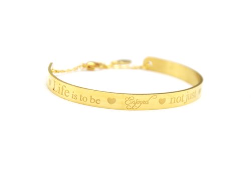 Bracelet-Demi-Jonc-et-Chaine-Acier-Dore-avec-Message-Life-is-to-be-enjoyed-not-just-endured