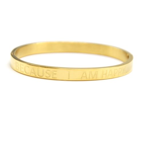 Bracelet-Jonc-Moyen-Acier-Dore-avec-Message-Because-I-Am-Happy